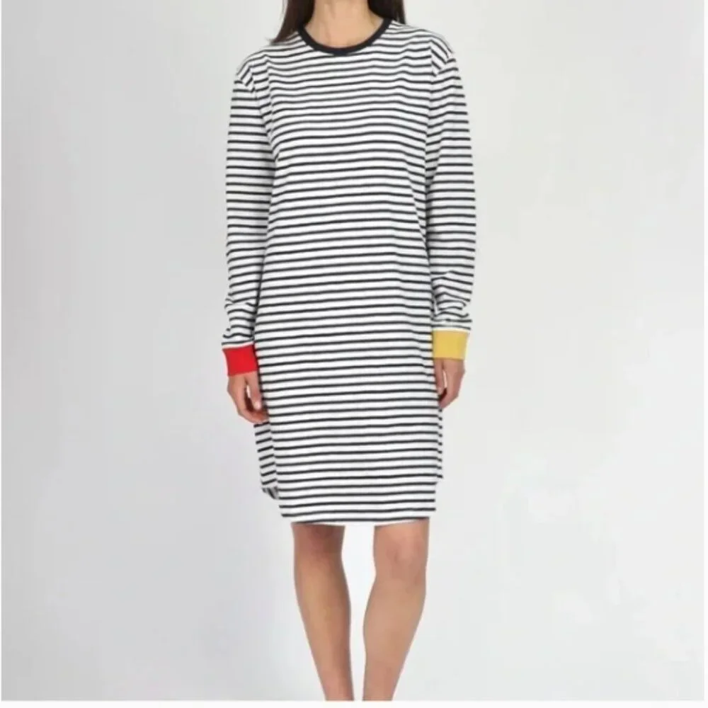 Sleepy Jones Twyla Navy & White Stripe Long Sleeve 100% Cotton Sleepshirt Small - Picture 1 of 7